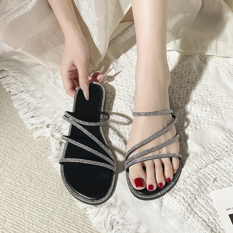 Koreanische Sandalen mit Strass