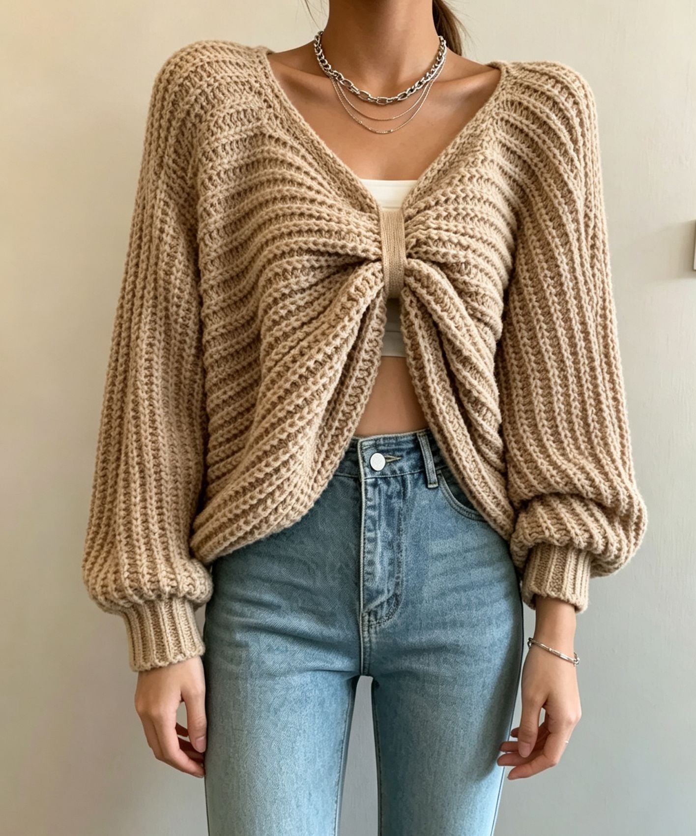Irregulärer Strickpullover für Damen