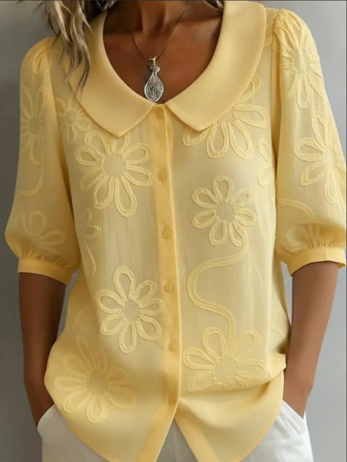 Retro-Bluse mit Blumenstickerei – Bild 2 | LuxeStyle