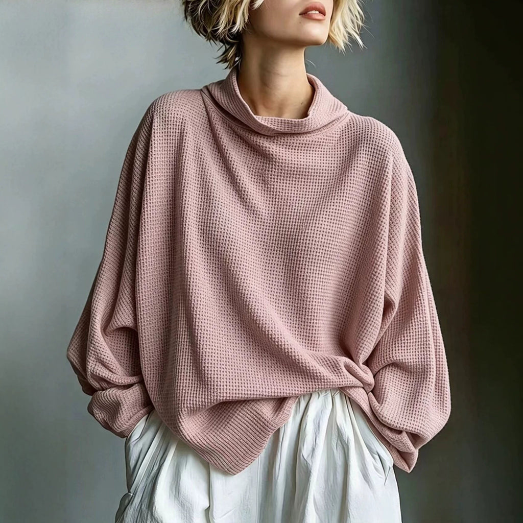 Strickpullover mit Rollkragen und Waffelstruktur