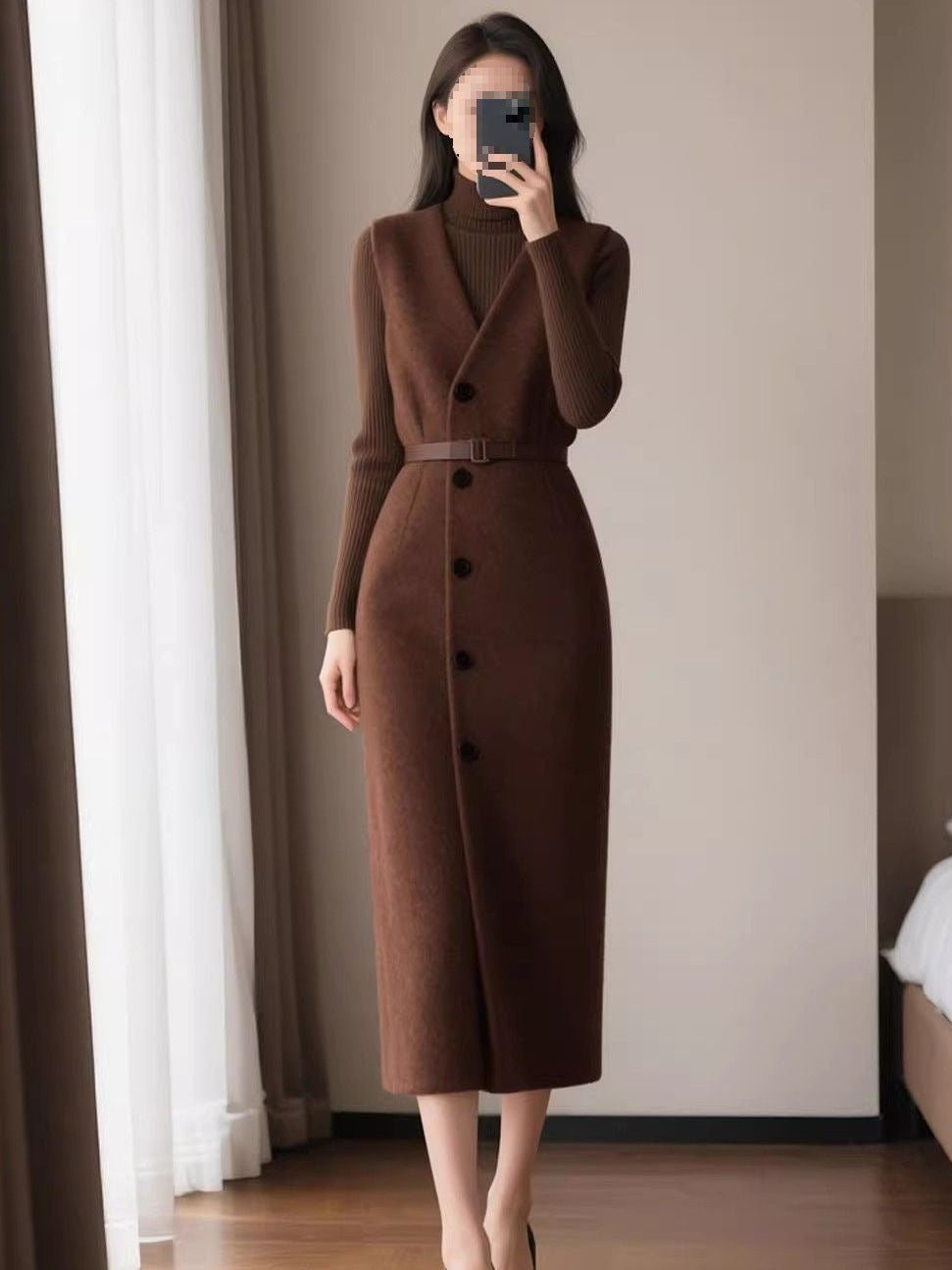 Figurbetonendes Camisole-Kleid im Zweiteiler-Set