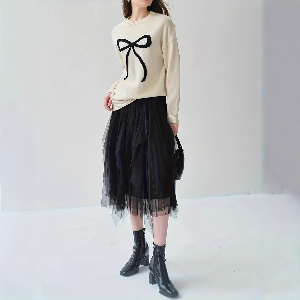 Champagnerfarbenes Langarm-Top im koreanischen Stil – Bild 4 | LuxeStyle