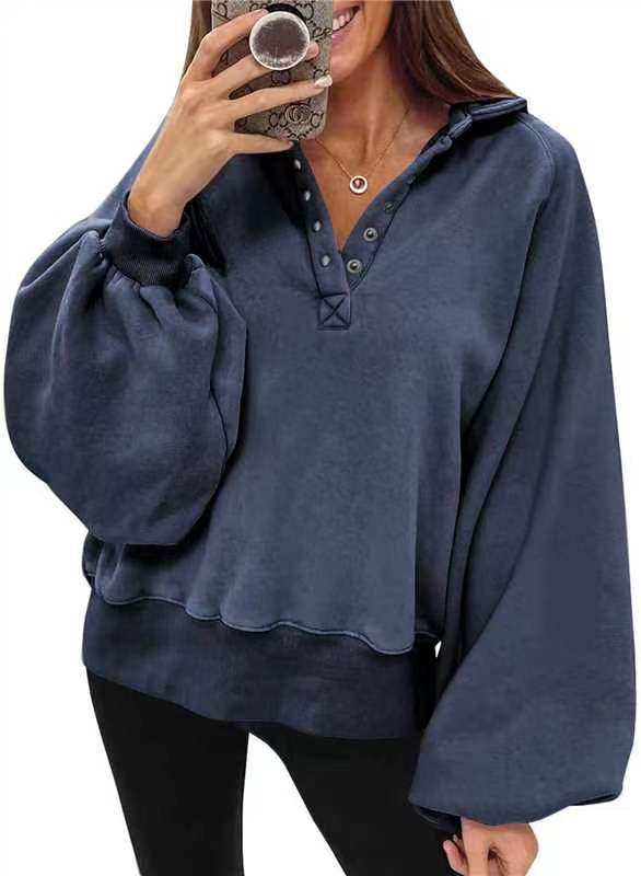 Sportlicher Oversize Pullover mit Knopfleiste
