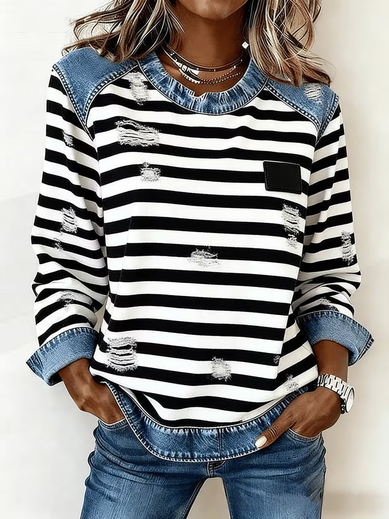 Patchwork Sweatshirt im japanischen Stil