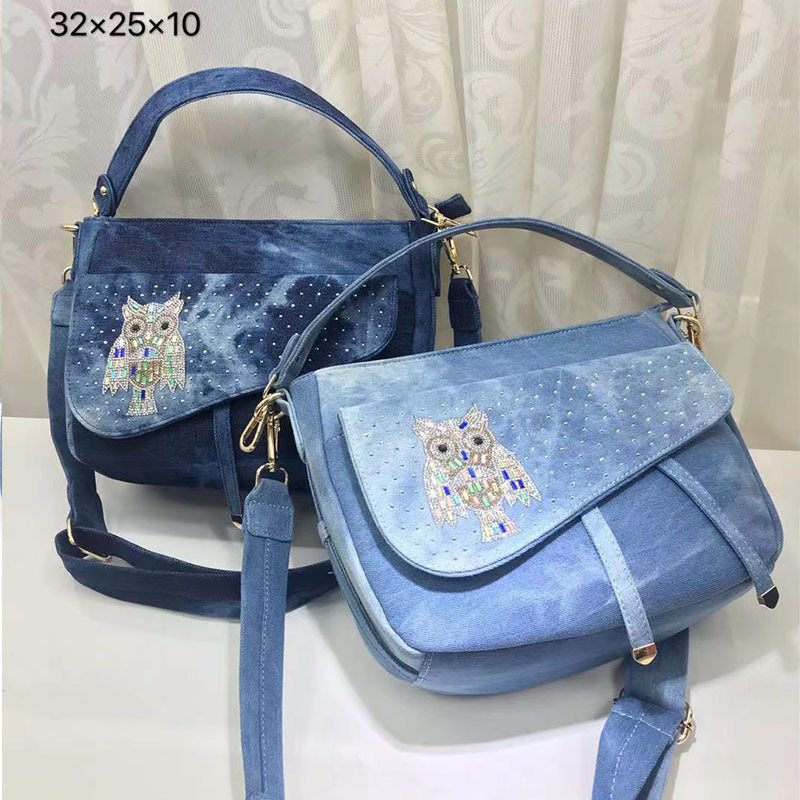 Denim-Eimertasche mit Strass – Bild 4 | LuxeStyle