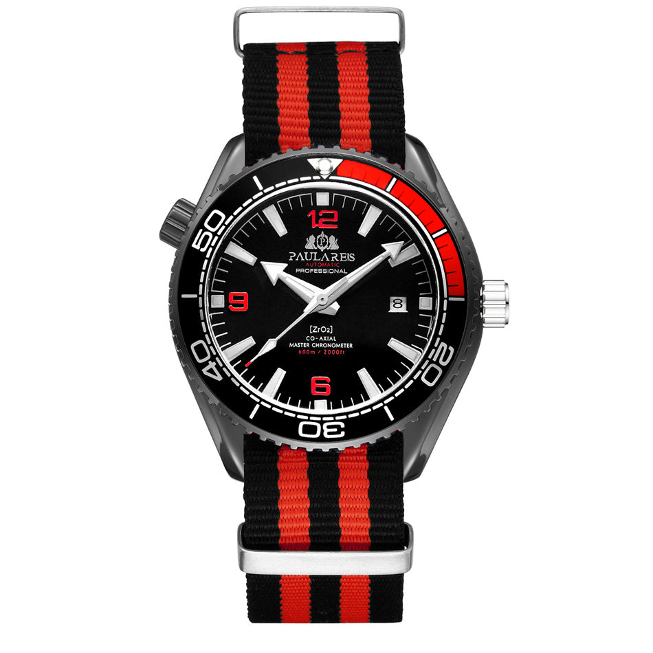 Automatische Herrenuhr mit Leuchtzeigern und Canvas-Armband
