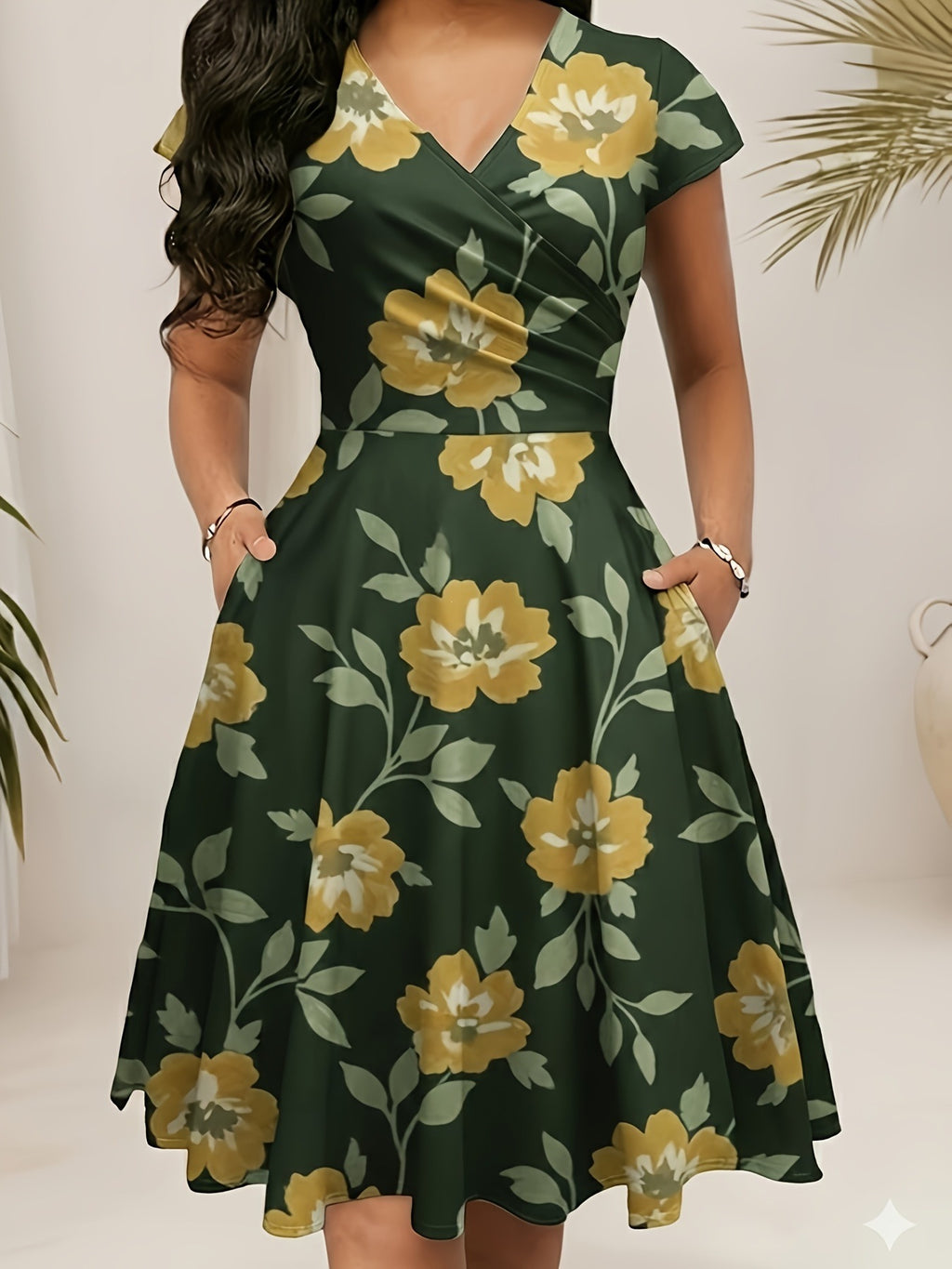 Damen A-Linien Midikleid mit Blumenmuster – Bild 9 | LuxeStyle