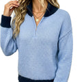 Damen Strickpullover mit halbem Reissverschluss