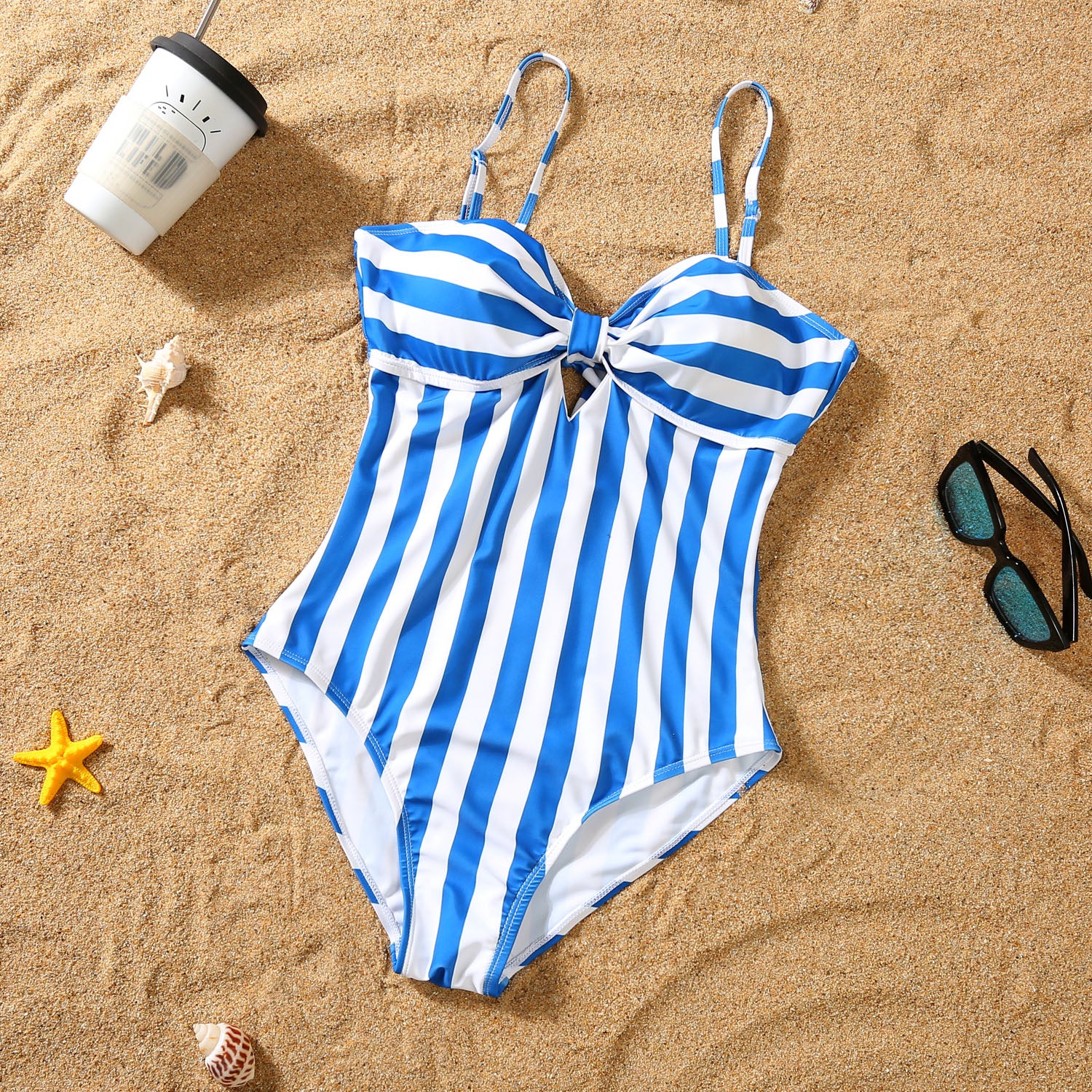 Partnerlook Bikini blau-weiss gestreift