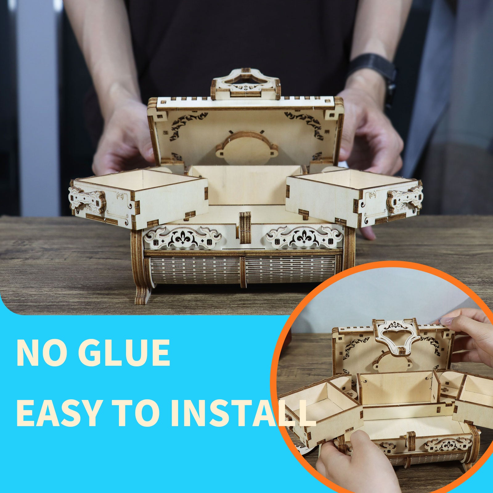3D Holzpuzzle: Antike Schmuckbox