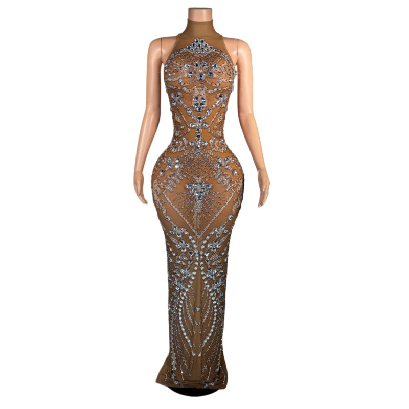 Bodycon-Kleid mit handbesetzten Strasssteinen