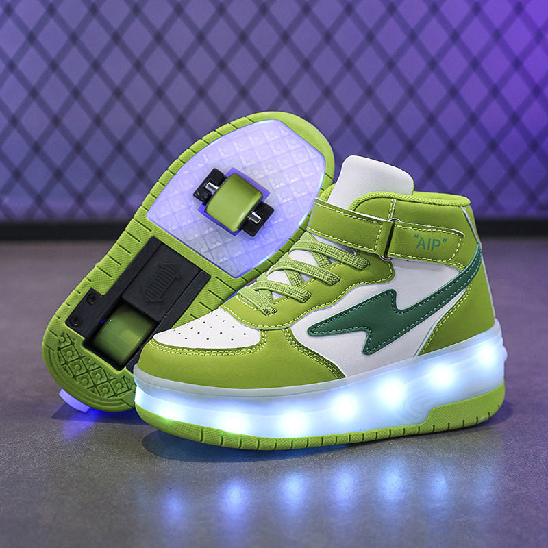 Jugendliche Lederrollschuhe mit Doppellaufrollen