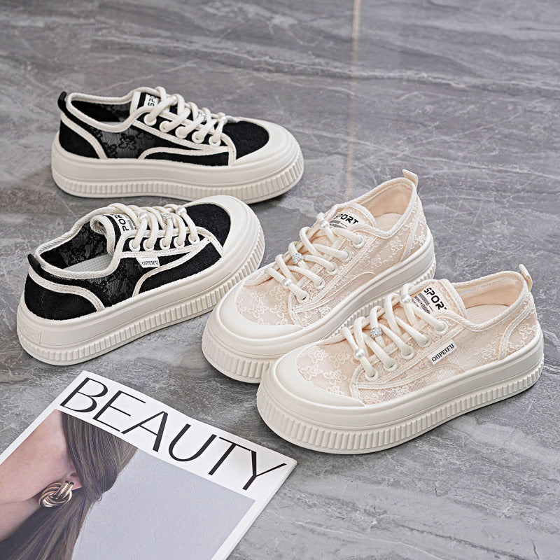 Plateau-Sneaker «Cloud» · Spitzen-Mesh, geschnürt
