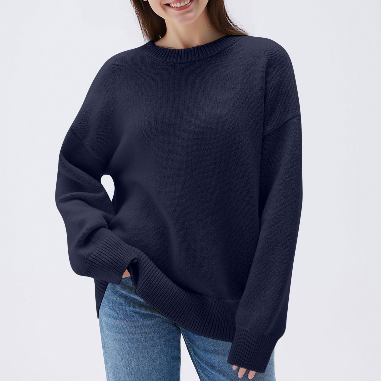 Lässiges Langarm-Sweatshirt mit Rundhals