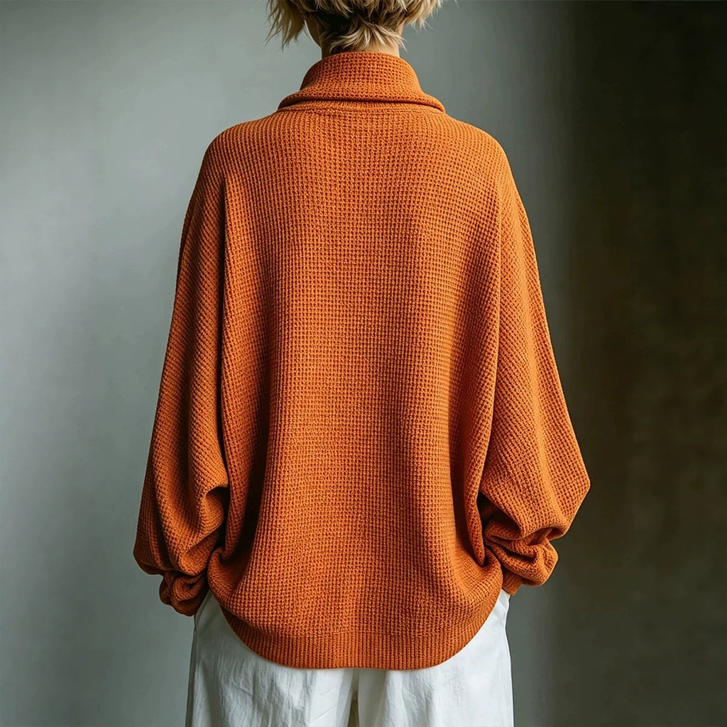 Strickpullover mit Rollkragen und Waffelstruktur