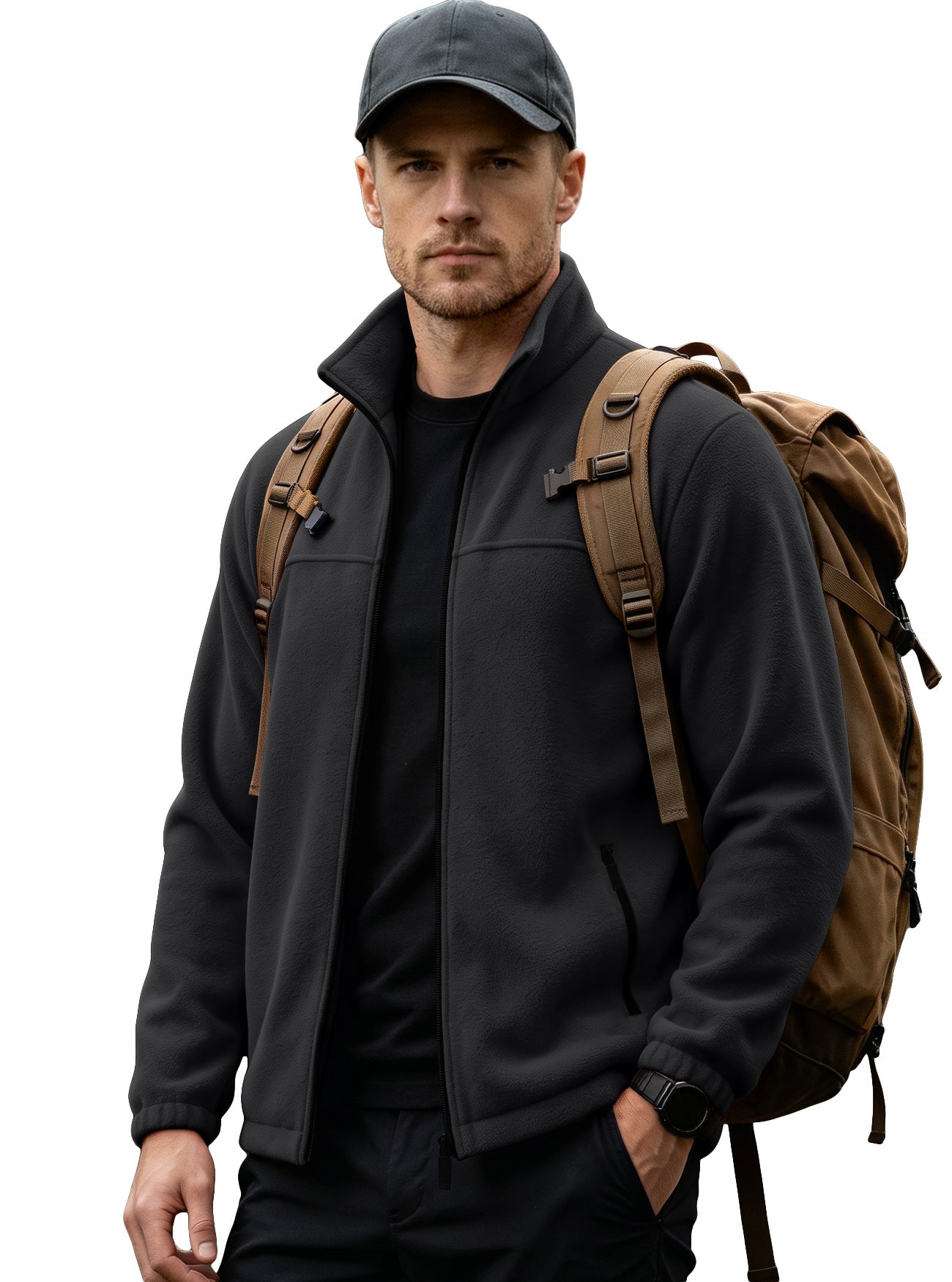 Herren Fleecejacke mit Stehkragen und Reissverschluss