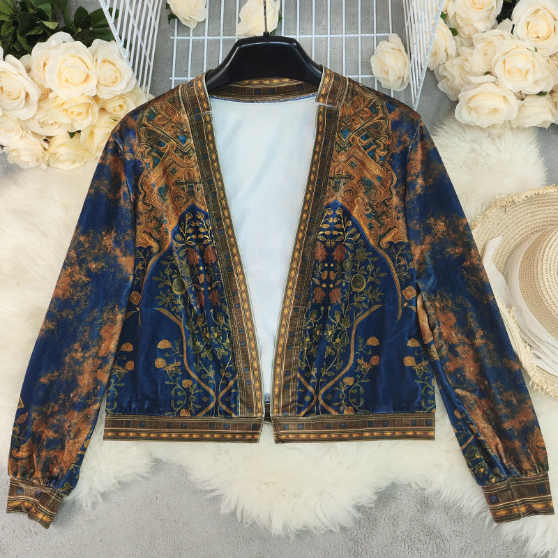 Bohemian Cardigan mit Langarm und Geometermuster