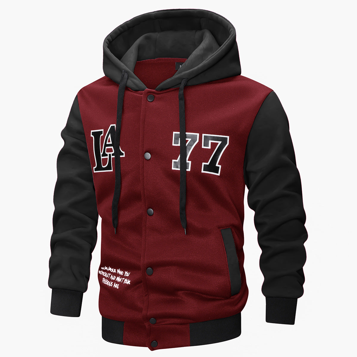 Herren Strick-Kapuzenjacke mit Stickerei und Print