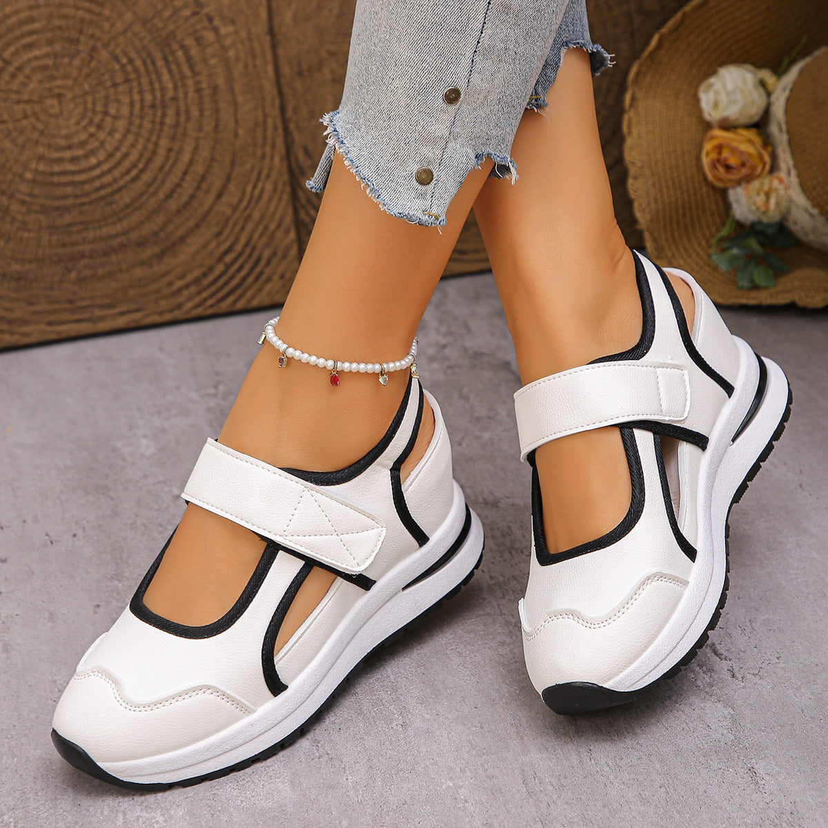 Damen Keilabsatz-Sandalen mit Farbblock-Design