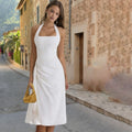 Plissiertes Neckholder-Kleid im französischen Stil – Bild 1 | LuxeStyle