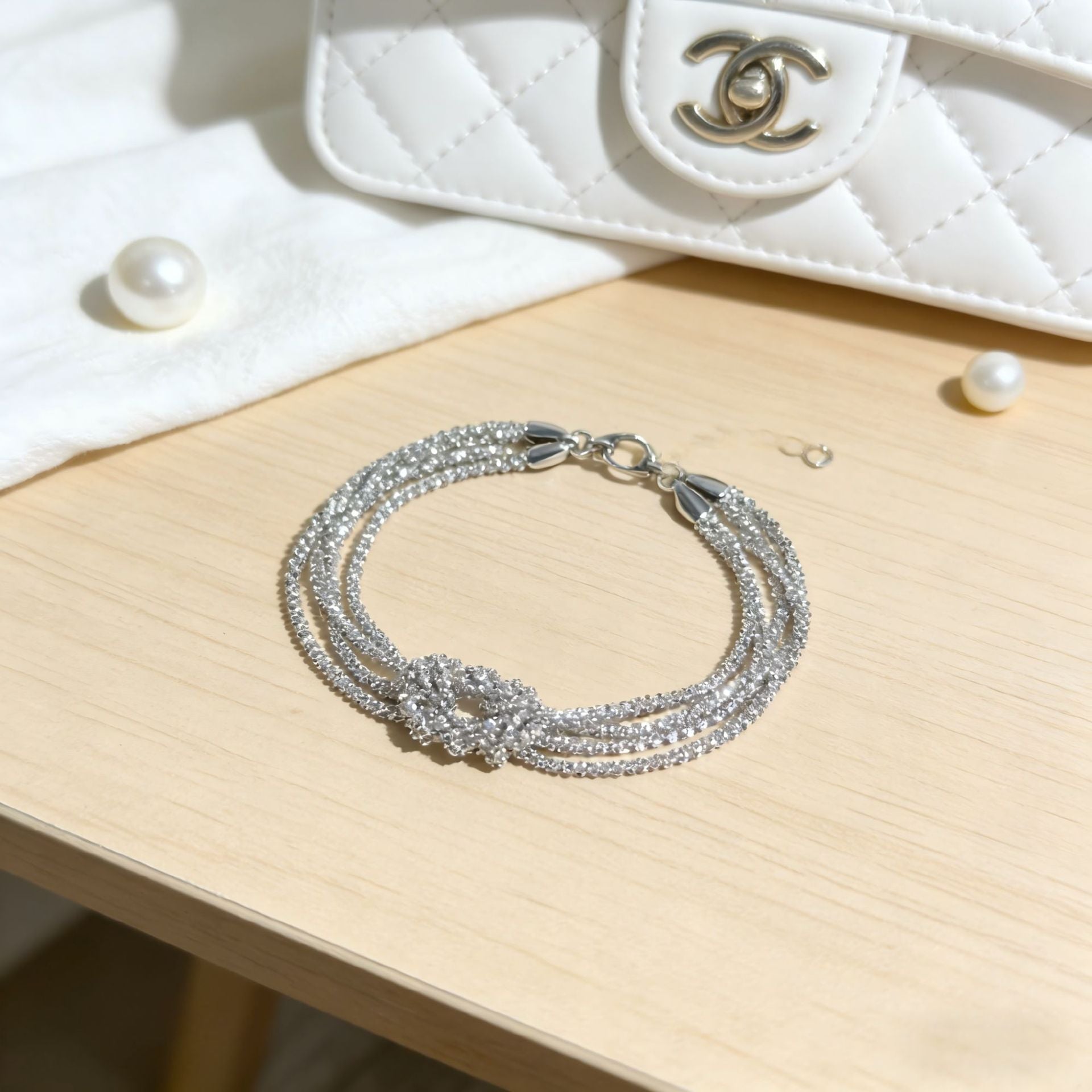 Kupferarmband, mehrlagig, handgeknüpft
