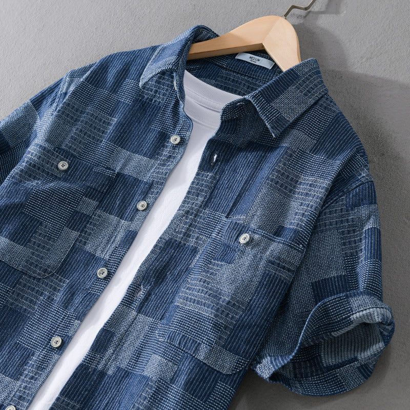 Loose Cargo Denim Kurzarmhemd für Herren | LuxeStyle