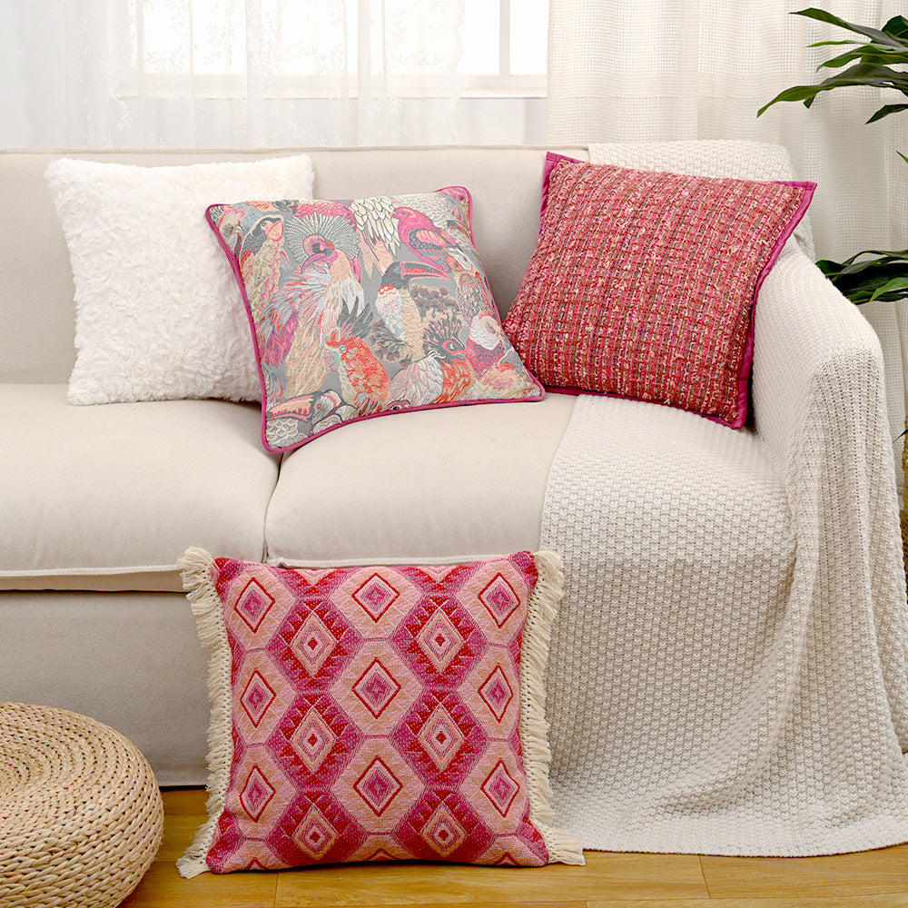 Jacquard Kissenhülle in Rosarot