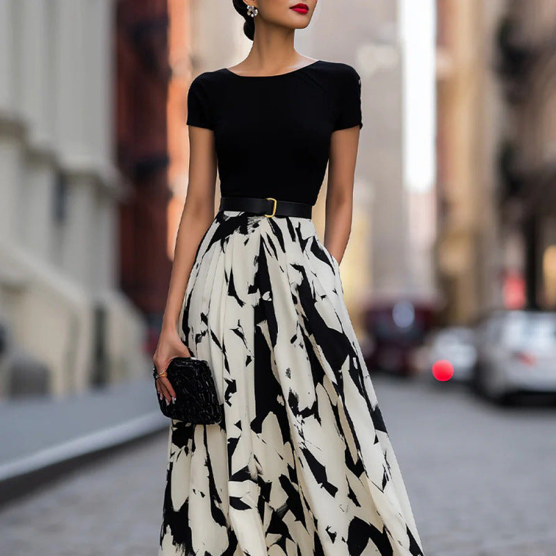 Elegantes Patchwork Maxikleid mit Print – Bild 1 | LuxeStyle