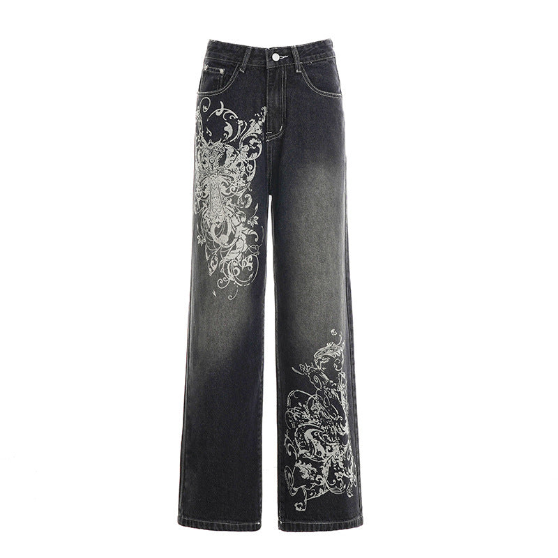 Gerade Beine Gewaschene abgenutzte Casual Jeans