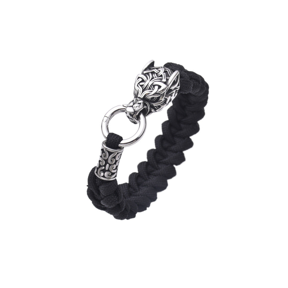 Handgeflochtenes Armband mit Wolfskopf – Bild 7 | LuxeStyle