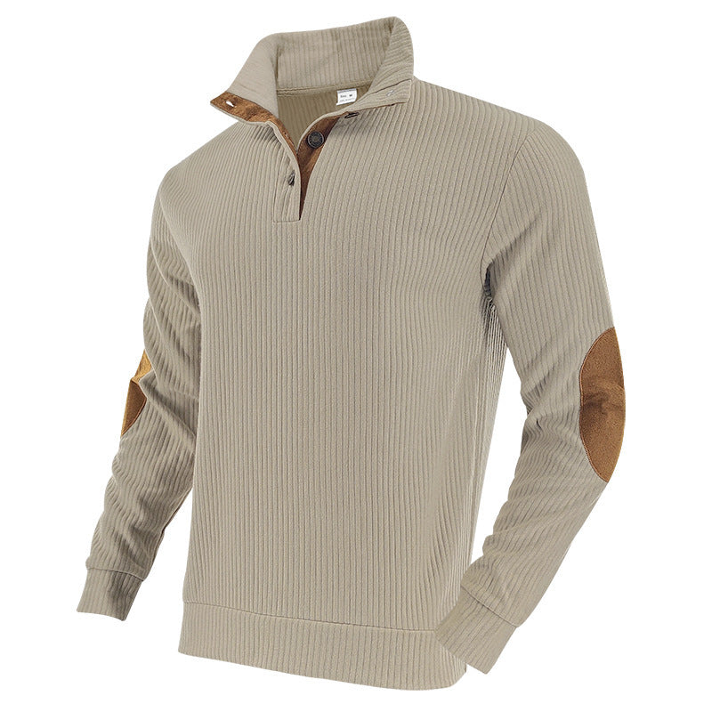 Jacquard Rippstrick Stehkragen Langarmshirt Herren – Bild 2 | LuxeStyle