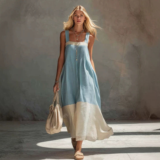 Chic Strap Maxi-Kleid mit Farbkontrast – Bild 5 | LuxeStyle