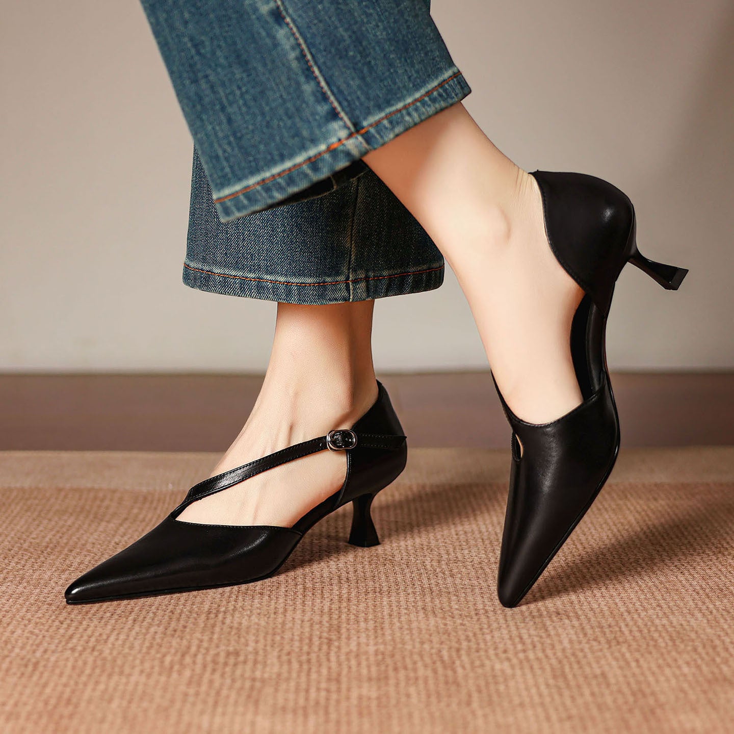 Vintage Weinrote Offene High Heels