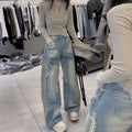 Weite Beine Damenjeans in amerikanischem Stil