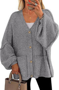 Damen V-Neck Strickjacke mit Taschen