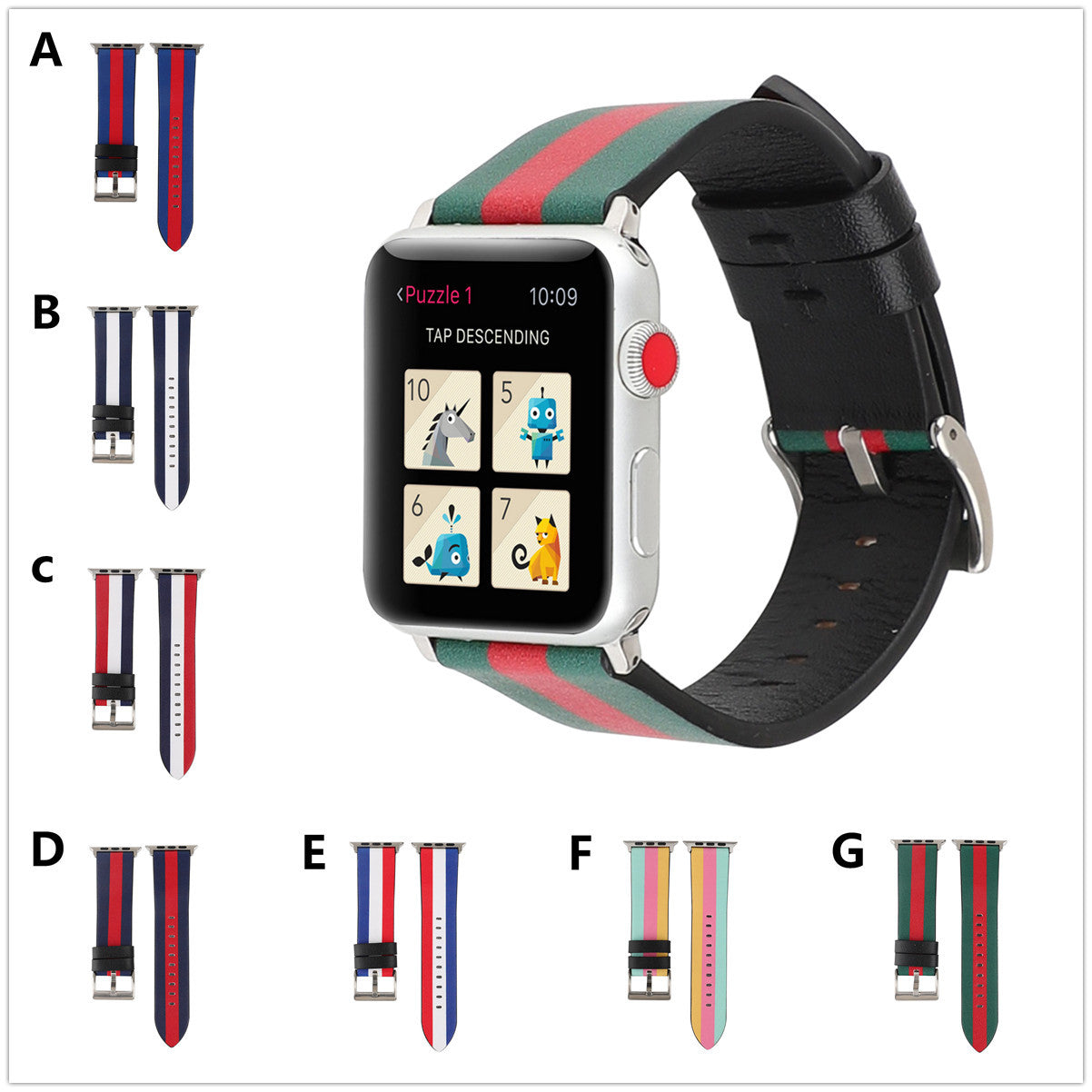 Leder-Uhrenarmband mit Flaggenmuster