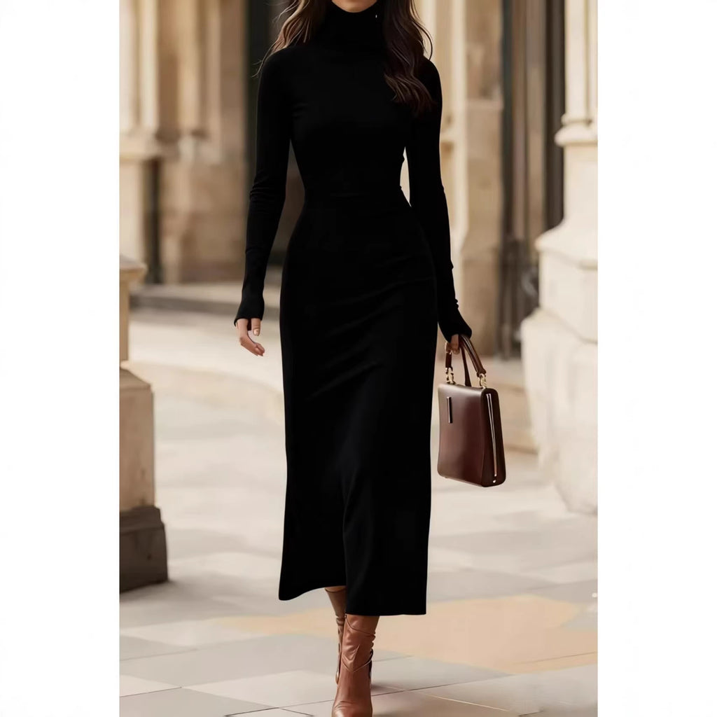 Elegantes Rollkragen-Kleid mit langen Ärmeln – Bild 3 | LuxeStyle