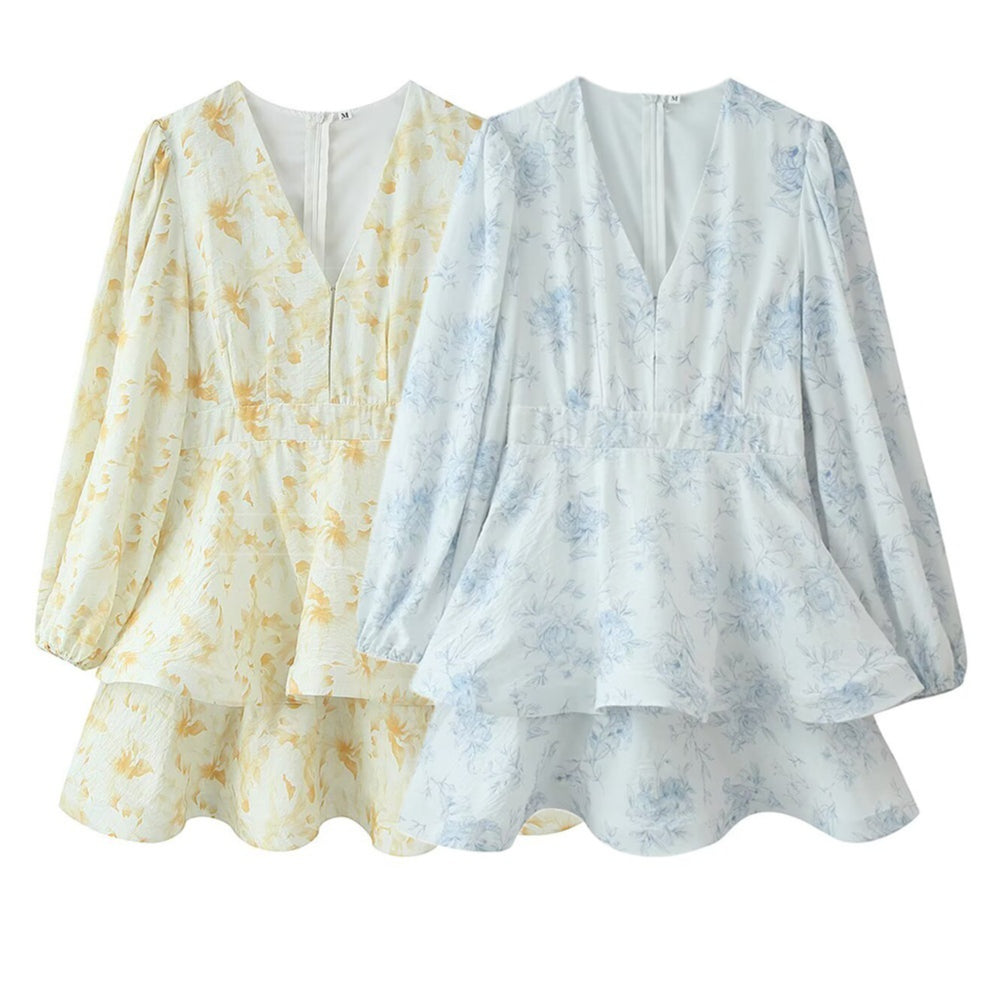 Gelbe Blumen Midi-Kleid