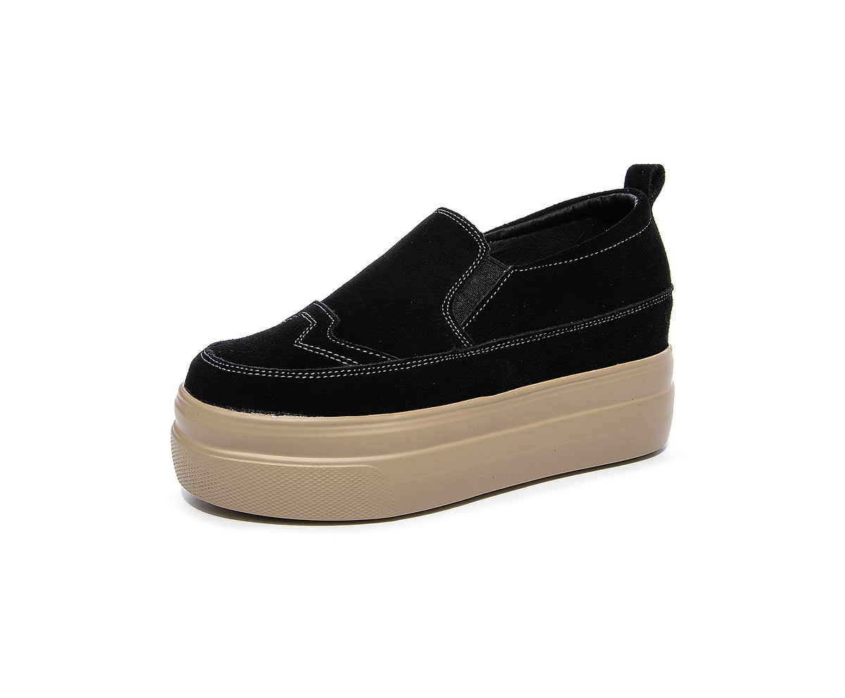 Leder All-Match Freizeit-Sneaker Schwarz – Bild 5 | LuxeStyle