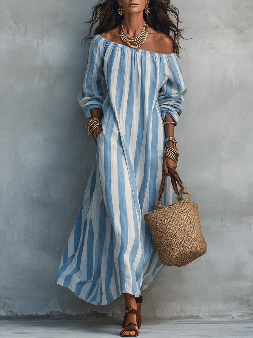 Gestreifter Off-Shoulder Dress