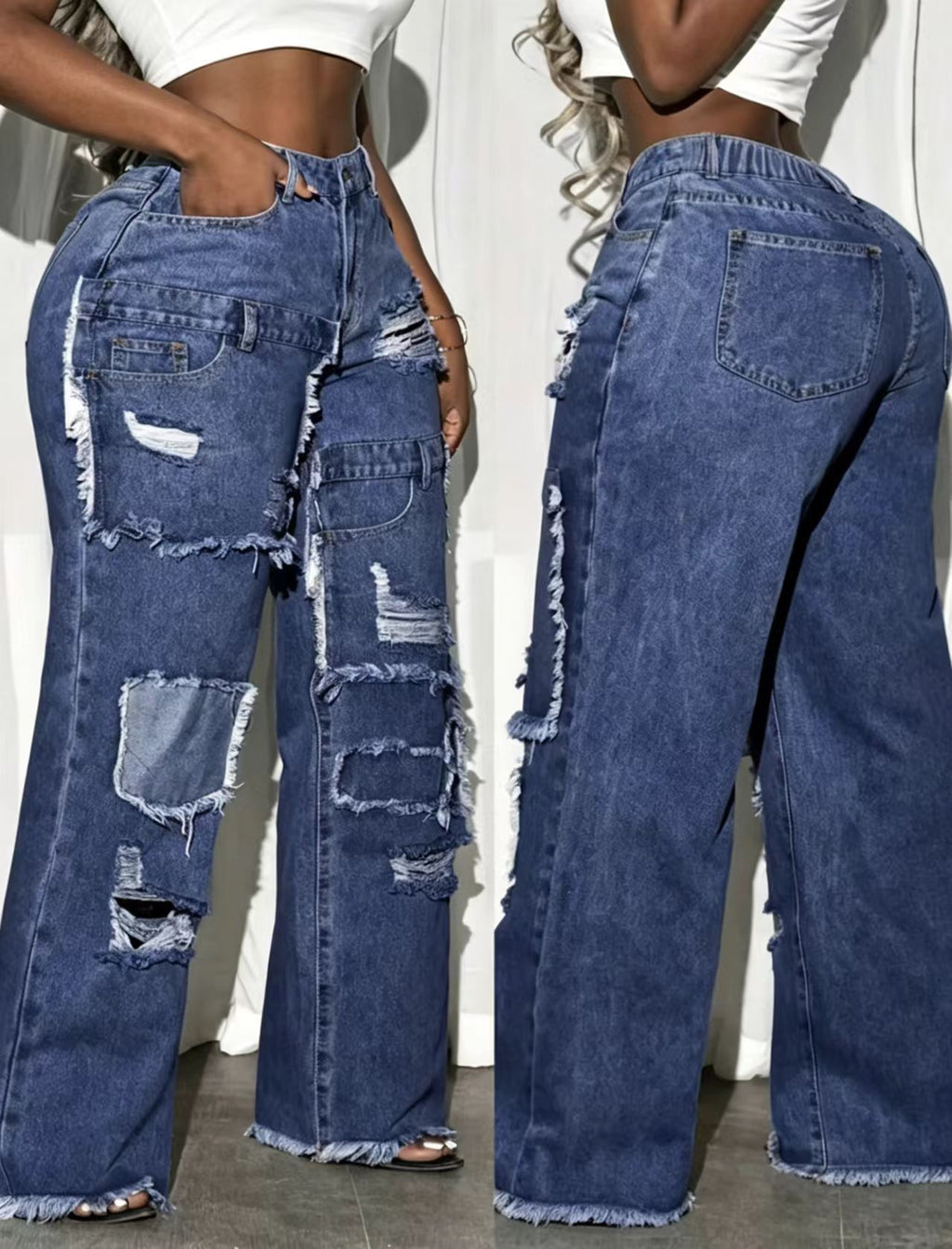 Jeans mit abgenutztem Look