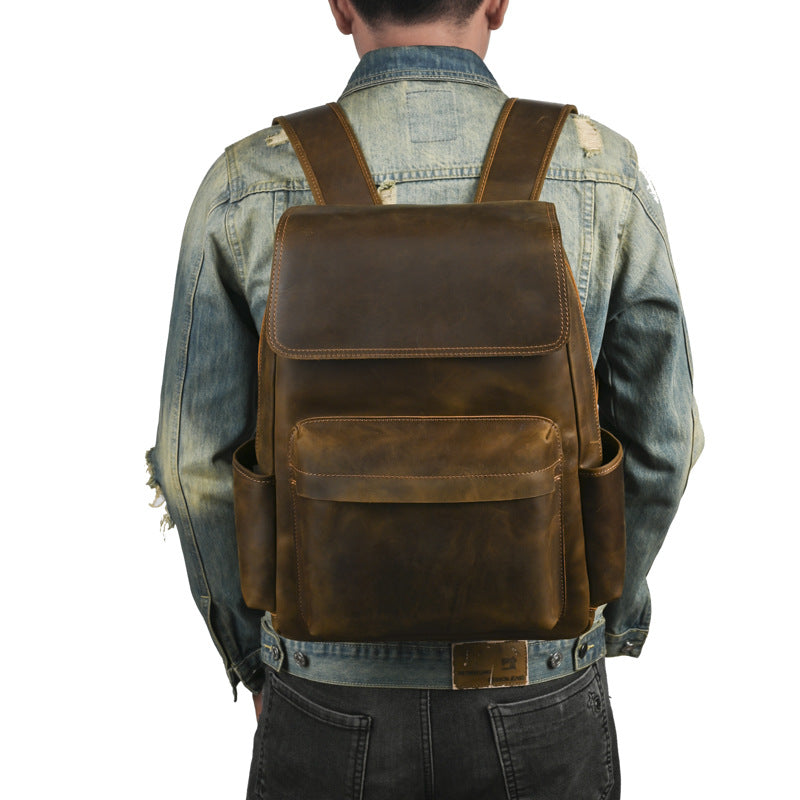 Leder-Rucksack mit mehreren Taschen