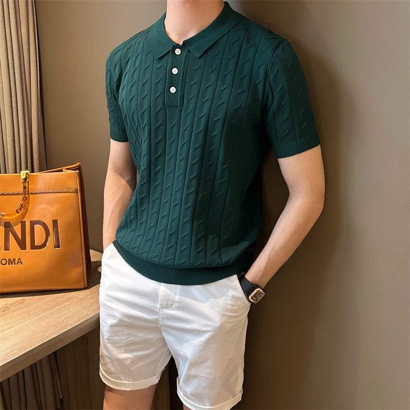 Herren Sommer Streifen Kurzarm Polo-Shirt – Bild 4 | LuxeStyle