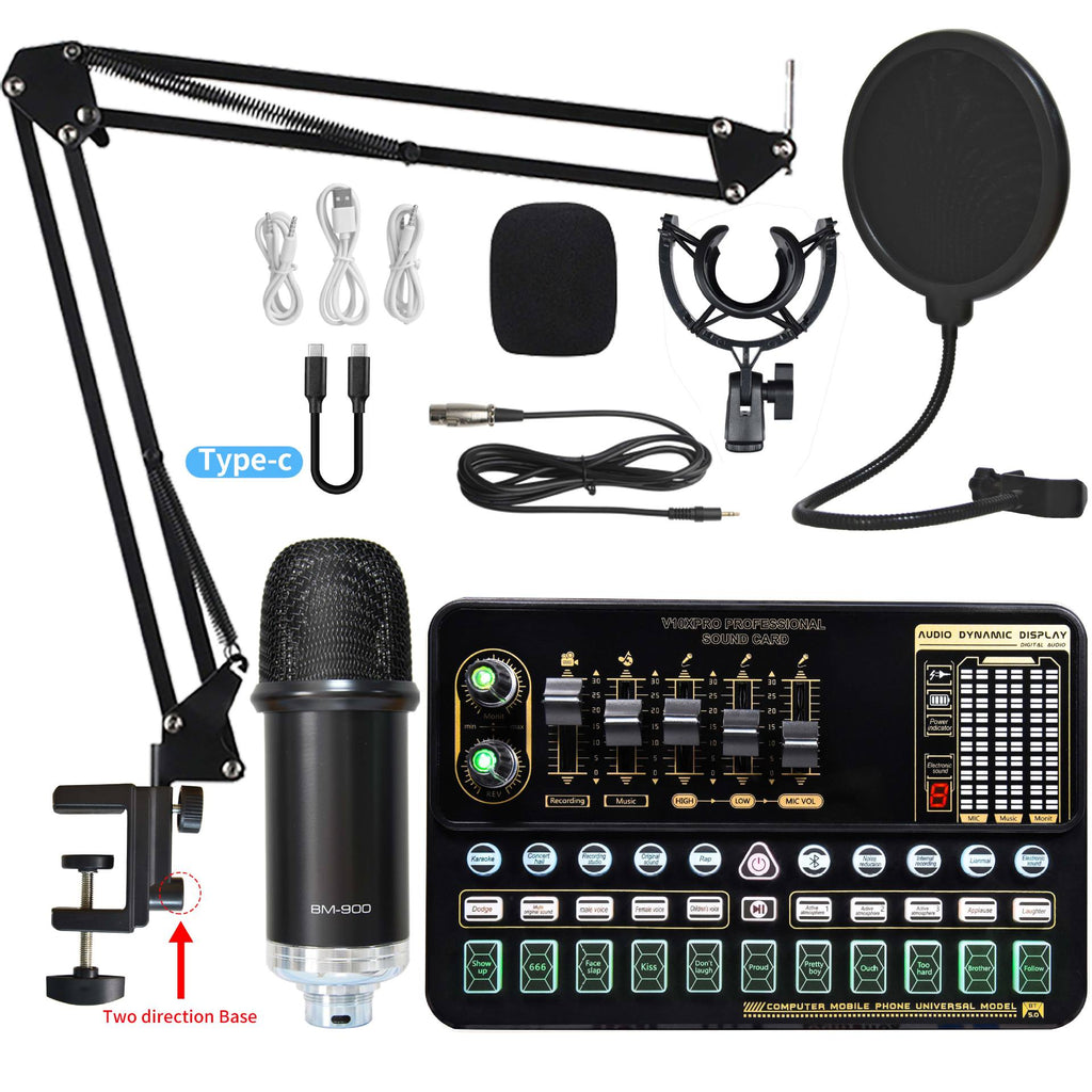 Live Broadcast Soundkarten-Set mit Kondensatormikrofon
