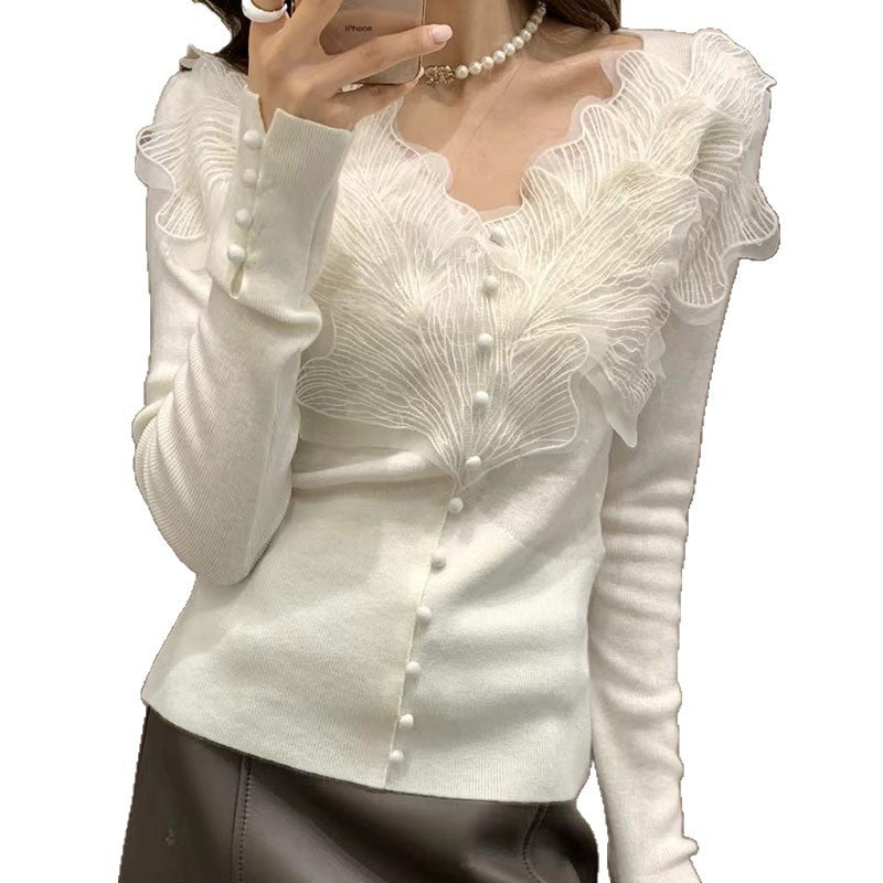 Damen-Lace-Top Herbst, elegant und luxuriös