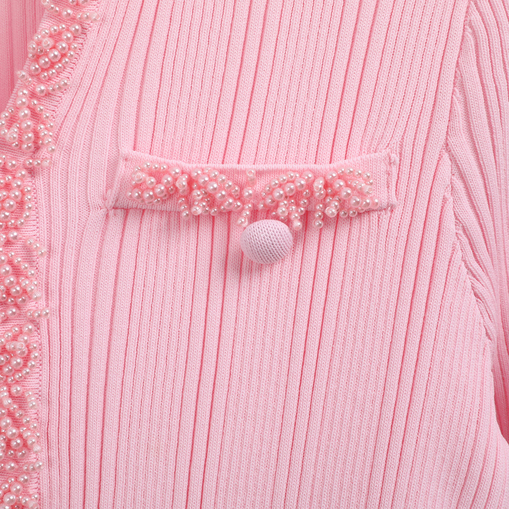 Elegantes Strickkleid mit Perlen-Details