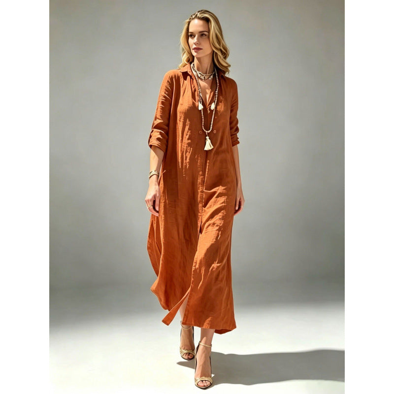 Langes Leinenkleid im lockeren Schnitt – Bild 6 | LuxeStyle