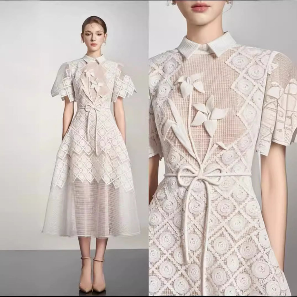 Elegantes Spitzenkleid mit A-Linie – Bild 5 | LuxeStyle