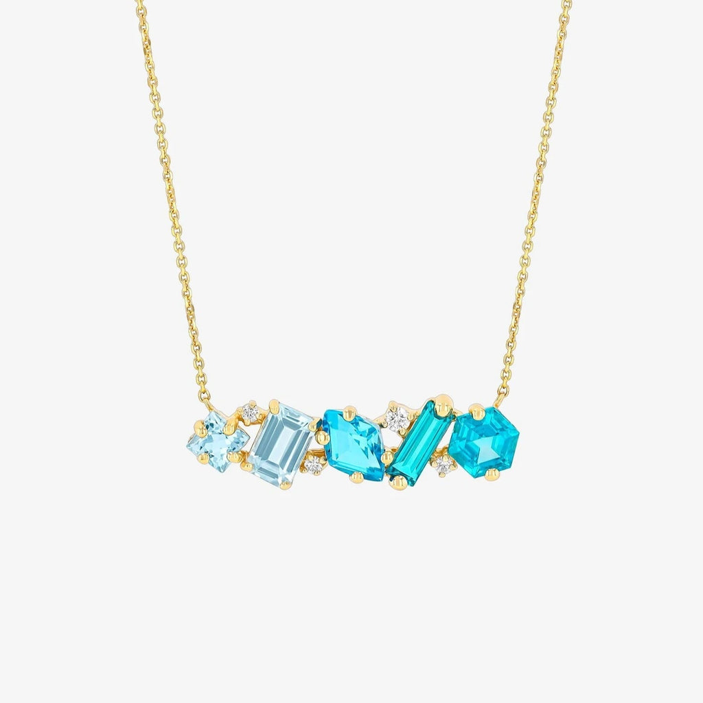 Geometrischer Blauer Diamant-Halsketten-Anhänger