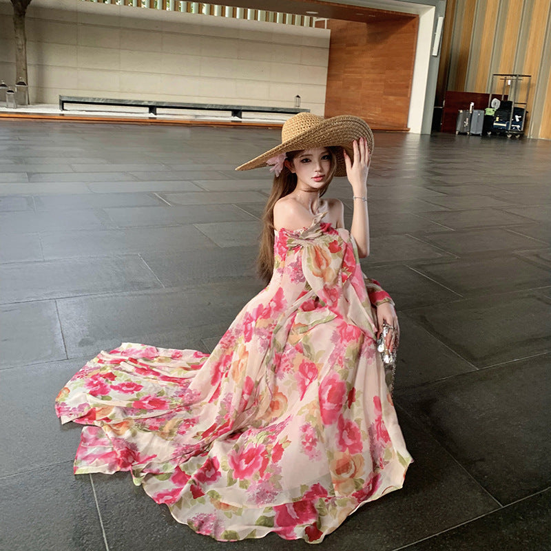 Mondlicht Rosenblüten Kleid mit Rundhalsausschnitt – Bild 2 | LuxeStyle